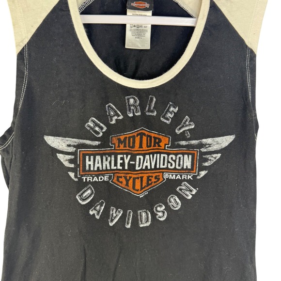 Harley-Davidson Womens Sleeveless Raglan Graphic Tank Top Portland OR Black L - Picture 2 of 7